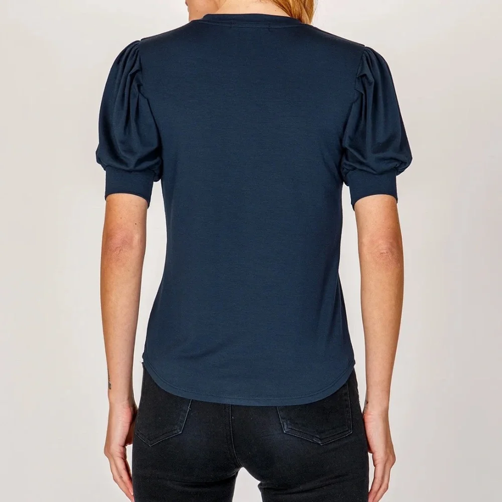 Navy Laila Jayde XLP Puff Sleeve Top - Picture 10 of 10